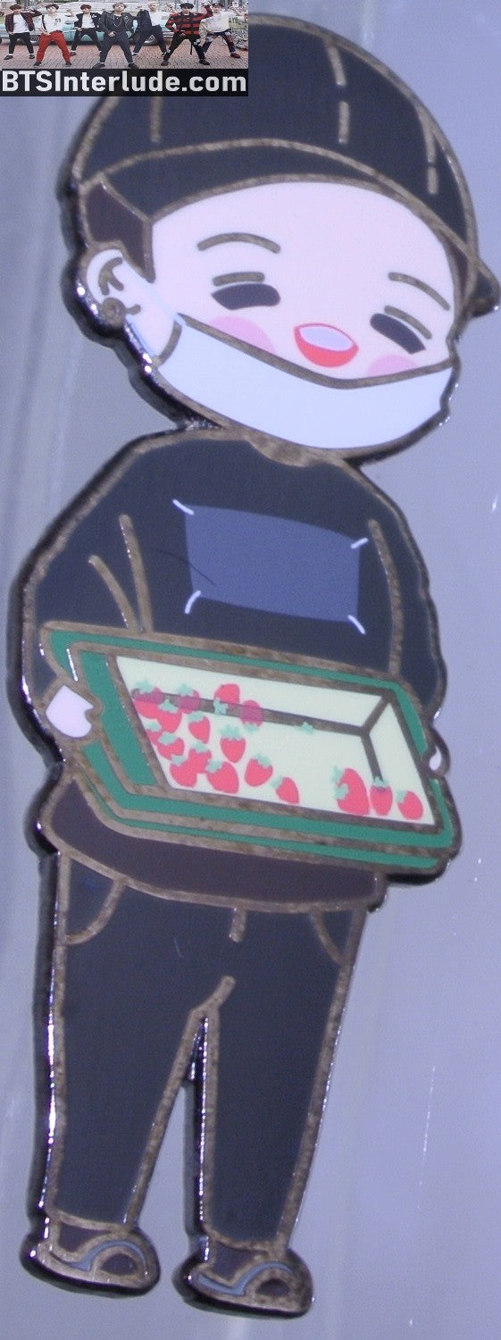 BTS PIN ENAMEL GUNMETAL SUGA MIN YOONGI 민윤기 STRAWBERRIES QUAPHADOODLE PINS BADGE BUTTON