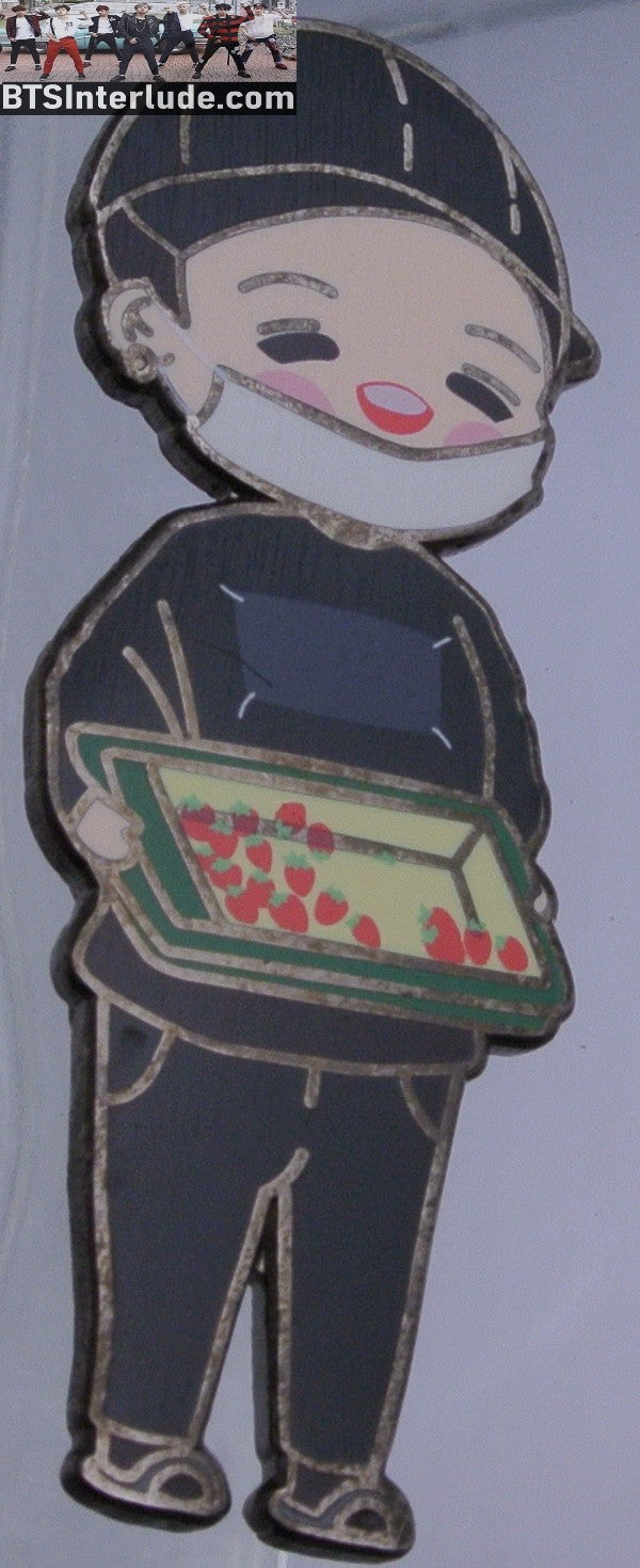 BTS PIN ENAMEL GUNMETAL SUGA MIN YOONGI 민윤기 STRAWBERRIES QUAPHADOODLE PINS BADGE BUTTON