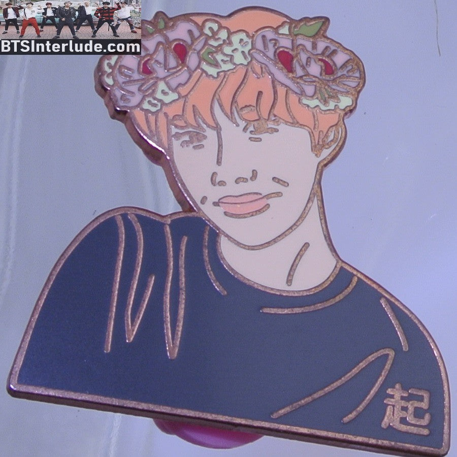 BTS PIN ENAMEL ROSE GOLD COPPER J-HOPE JUNG HOSEOK 정호석 ORANGE HAIR FLOWER TIARA BLACK SHIRT ROSIE BANGTAN PINS BADGE BUTTON