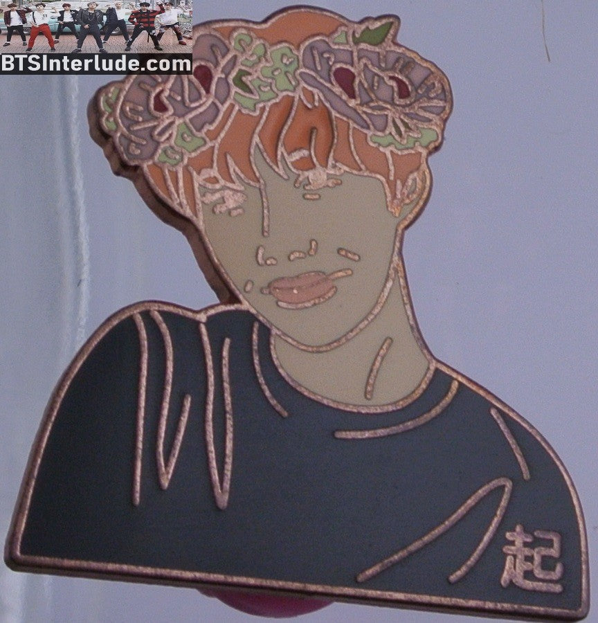 BTS PIN ENAMEL ROSE GOLD COPPER J-HOPE JUNG HOSEOK 정호석 ORANGE HAIR FLOWER TIARA BLACK SHIRT ROSIE BANGTAN PINS BADGE BUTTON