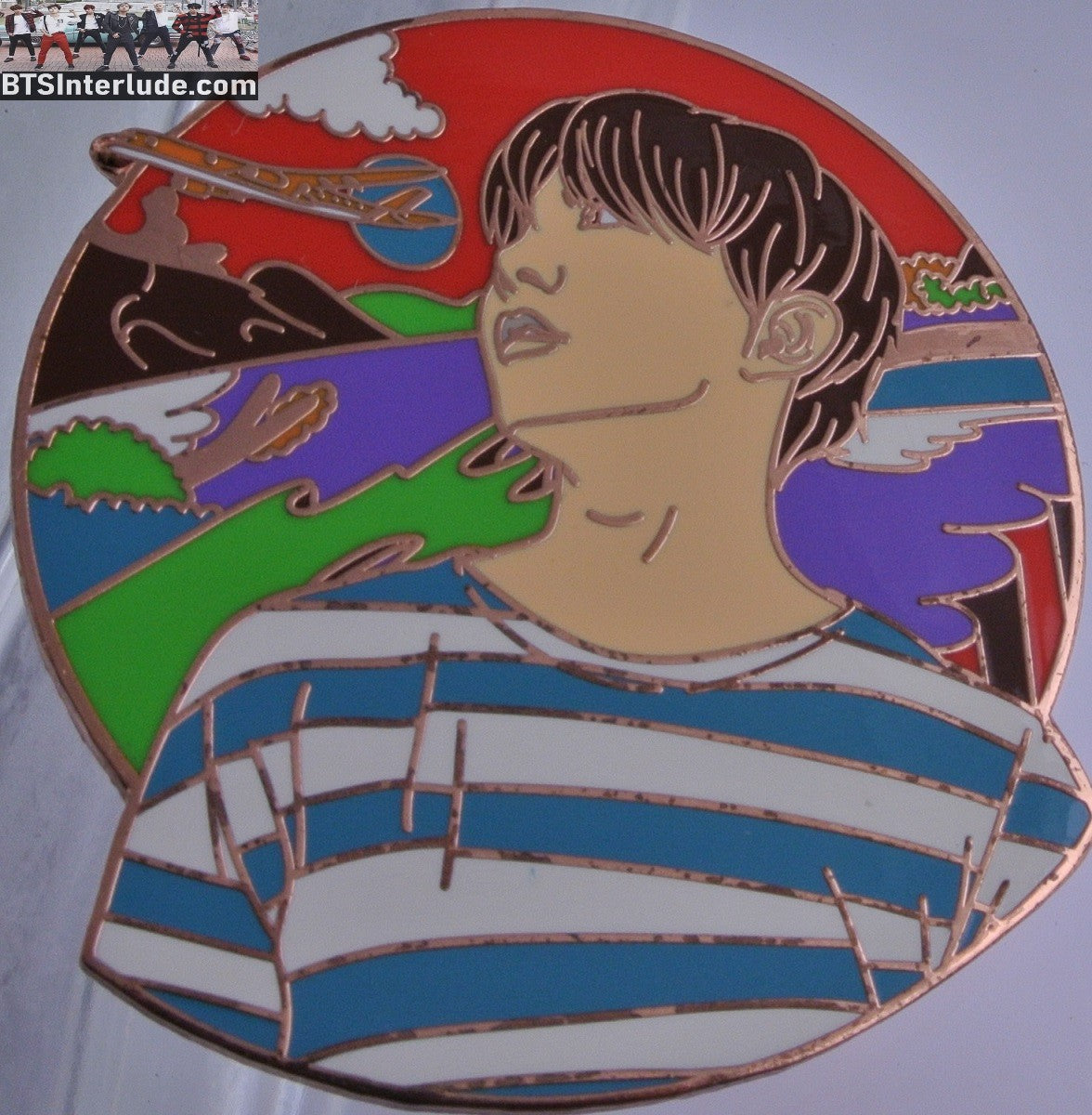 BTS PIN ENAMEL ROSE GOLD COPPER J-HOPE JUNG HOSEOK 정호석 AIRPLANE PT 2 ROSE GOLD ROUND STARCANDY PINS BADGE BUTTON