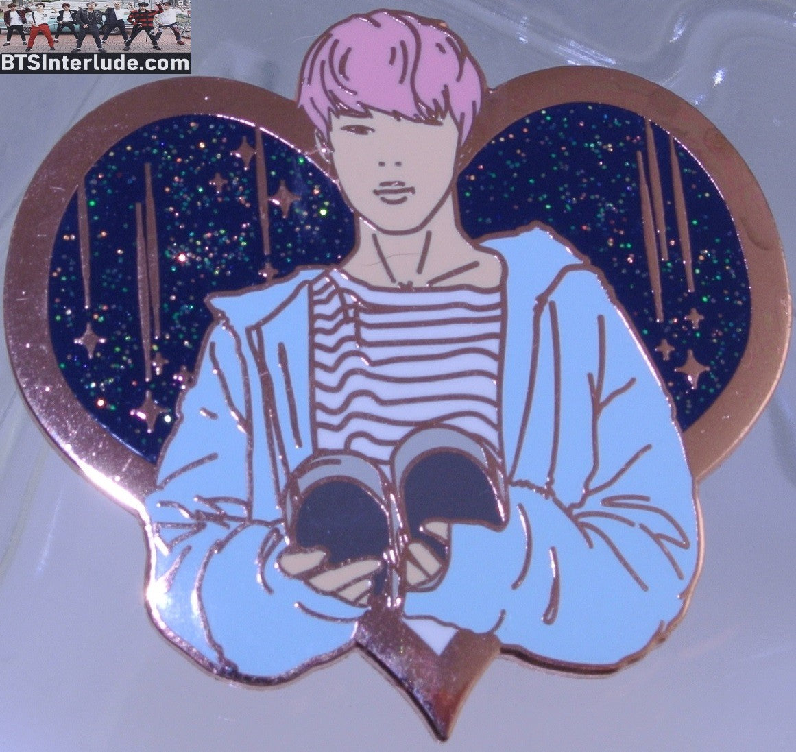 BTS PIN ENAMEL ROSE GOLD COPPER PARK JIMIN 박지민 SPRING DAY PINK HAIR HEART SHOES NICUBIII PINS BADGE BUTTON