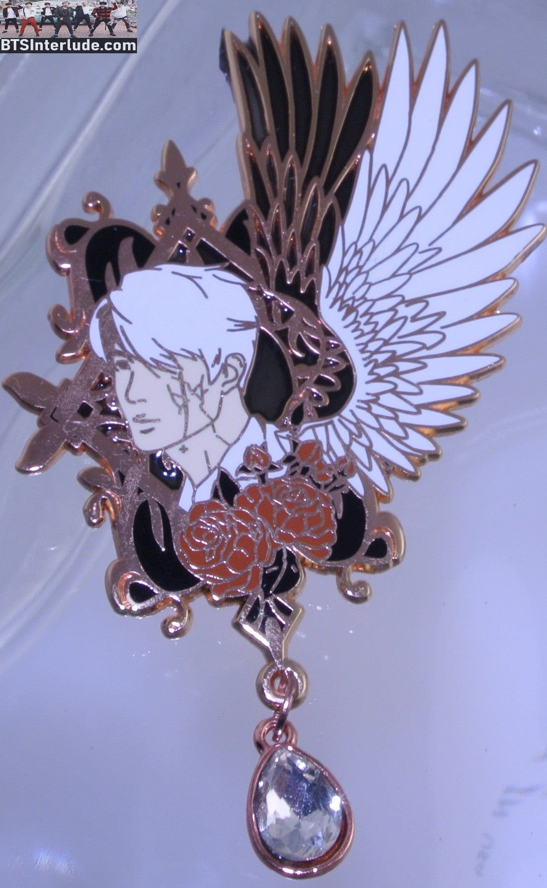 BTS PIN ENAMEL ROSE GOLD COPPER JIN KIM SEOKJIN 김석진 EPIPHANY WINGS CRYSTAL DROP NICUBIII PINS BADGE BUTTON