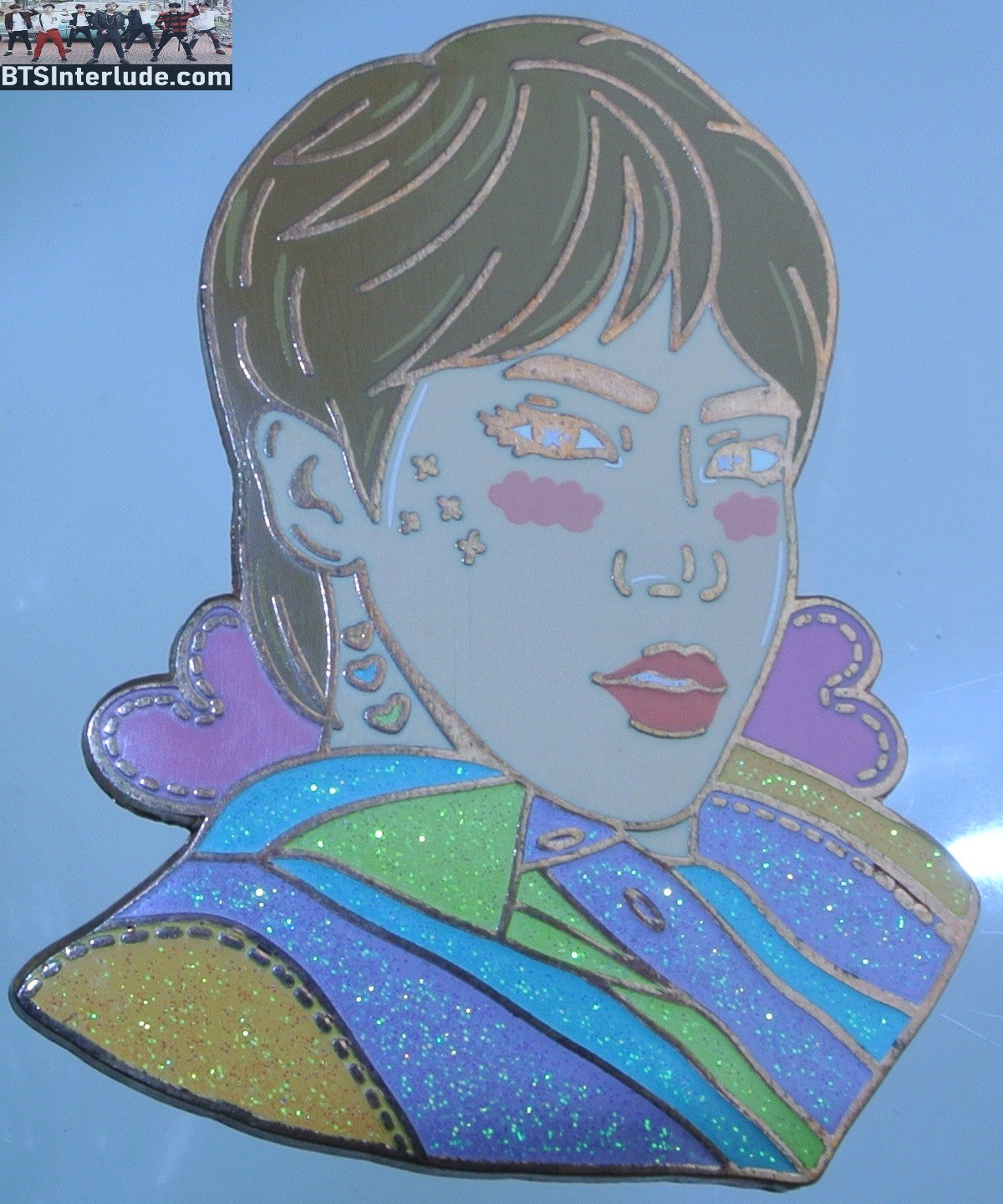 BTS PIN ENAMEL ROSE GOLD COPPER JIN KIM SEOKJIN 김석진 RAINBOW GLITTER SHIRT SUNNY PINS BADGE BUTTON