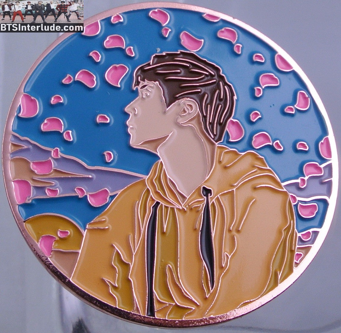 BTS PIN ENAMEL ROSE GOLD COPPER JIN KIM SEOKJIN 김석진 SPRING DAY ROUND KCONCEPT PINS BADGE BUTTON