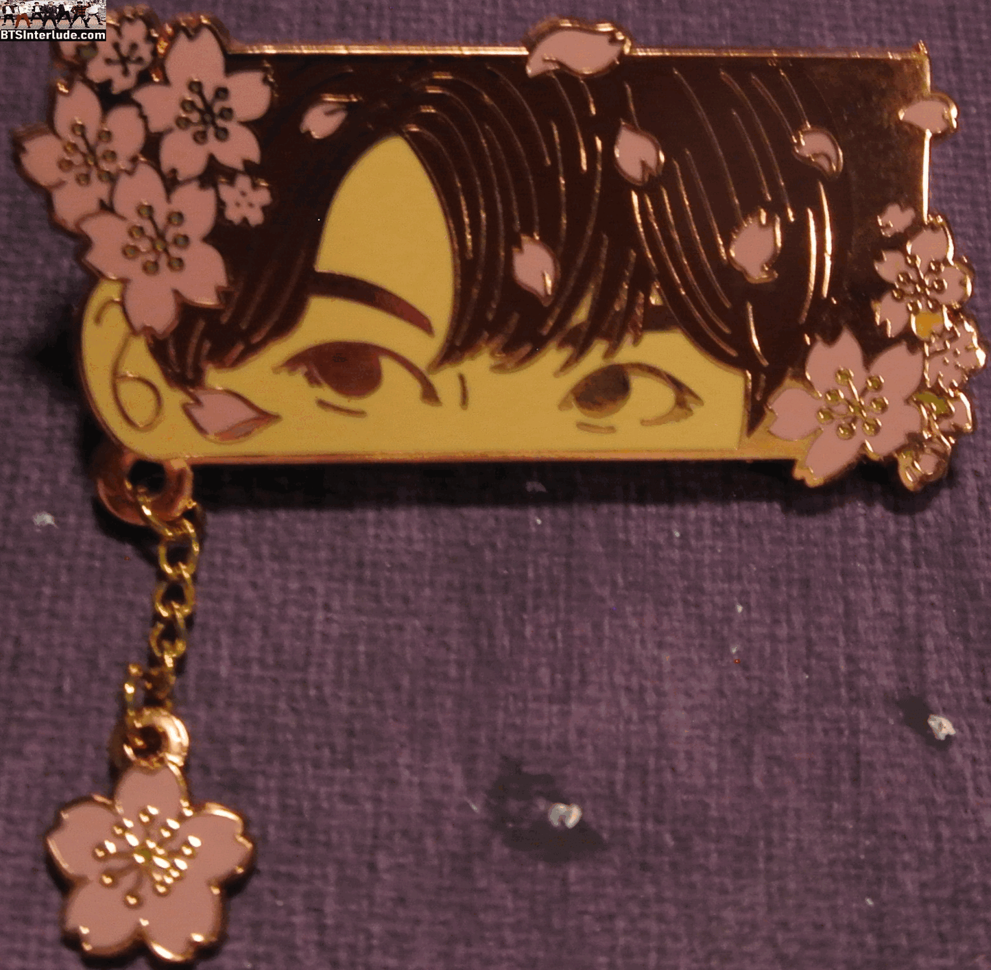 BTS PIN ENAMEL ROSE GOLD COPPER JEON JUNGKOOK 전정국 EYES PINK FLOWERS DANGLE JIMIN 0613 PINS BADGE BUTTON