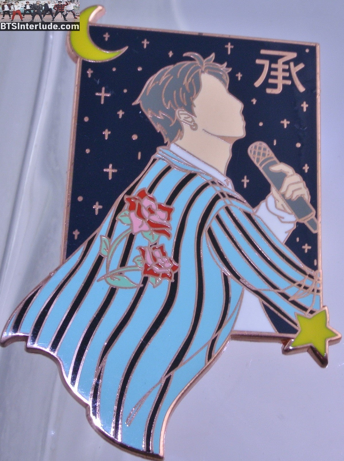 BTS PIN ENAMEL ROSE GOLD COPPER RM KIM NAMJOON 김남준 BLUE STRIPES COAT LOVE YOURSELF TOUR CANDARELLA PINS BADGE BUTTON