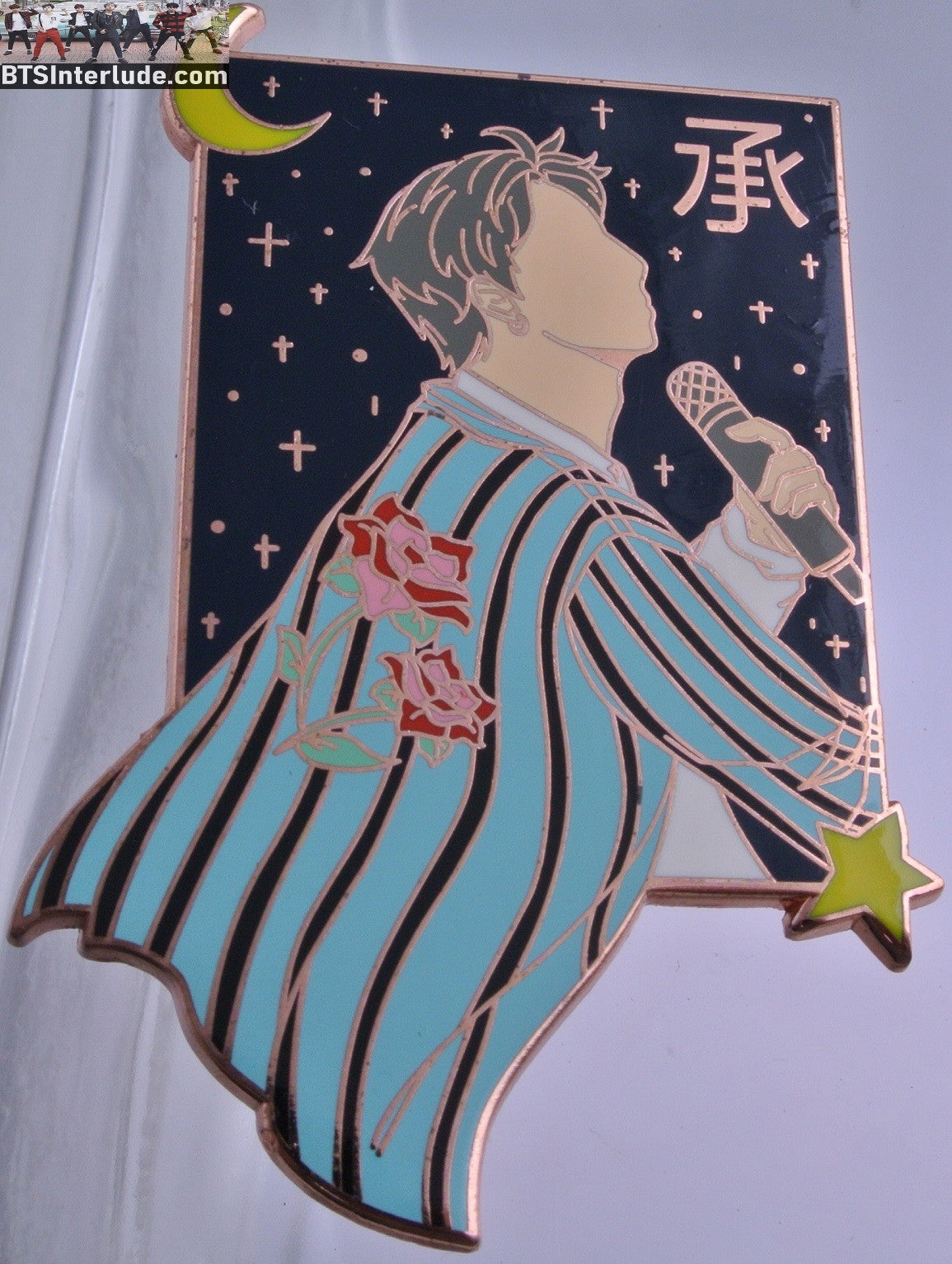 BTS PIN ENAMEL ROSE GOLD COPPER RM KIM NAMJOON 김남준 BLUE STRIPES COAT LOVE YOURSELF TOUR CANDARELLA PINS BADGE BUTTON