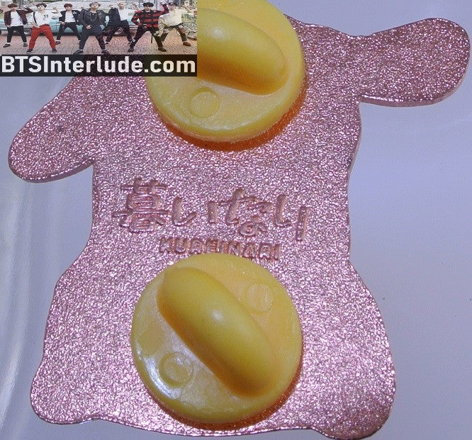 BTS PIN ENAMEL ROSE GOLD COPPER RM KIM NAMJOON 김남준 BUNNY EARS HAT BROWN HOODIE RUN BTS EPISODE 59 60 BADGE BUTTON