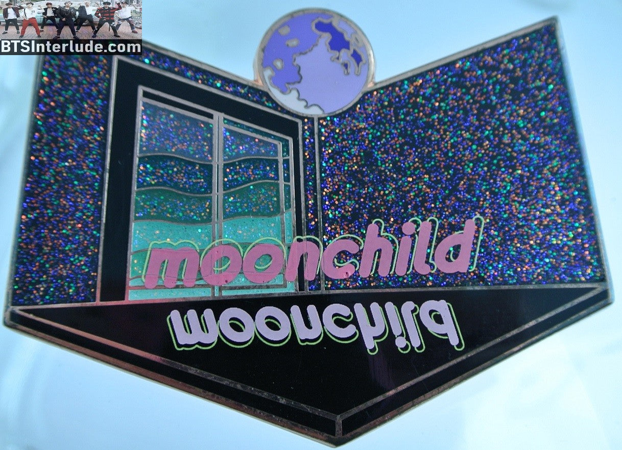 BTS PIN ENAMEL ROSE GOLD COPPER RM KIM NAMJOON 김남준 MOONCHILD BLACK GLITTER BADGE BUTTON