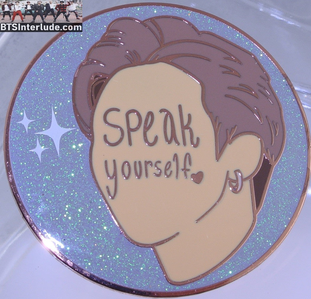 BTS PIN ENAMEL ROSE GOLD COPPER RM KIM NAMJOON 김남준 SPEAK YOURSELF BLUE GLITTER IYR PINS BADGE BUTTON