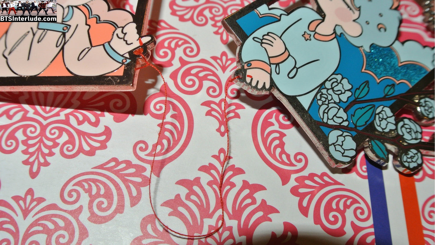 BTS PIN ENAMEL ROSE GOLD SILVER SUB-UNIT V KIM TAEHYUNG PARK JIMIN CHIBIS RED THREAD BADGE BUTTON