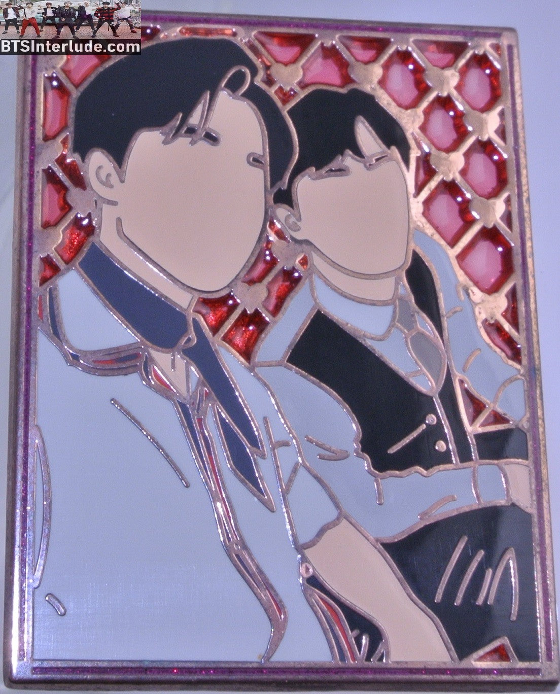 BTS PIN ENAMEL ROSE GOLD COPPER SUB-UNIT PARK JIMIN JIN KIM SEOKJIN 2018 BILLBOARDS RED STAINED GLASS BADGE BUTTON