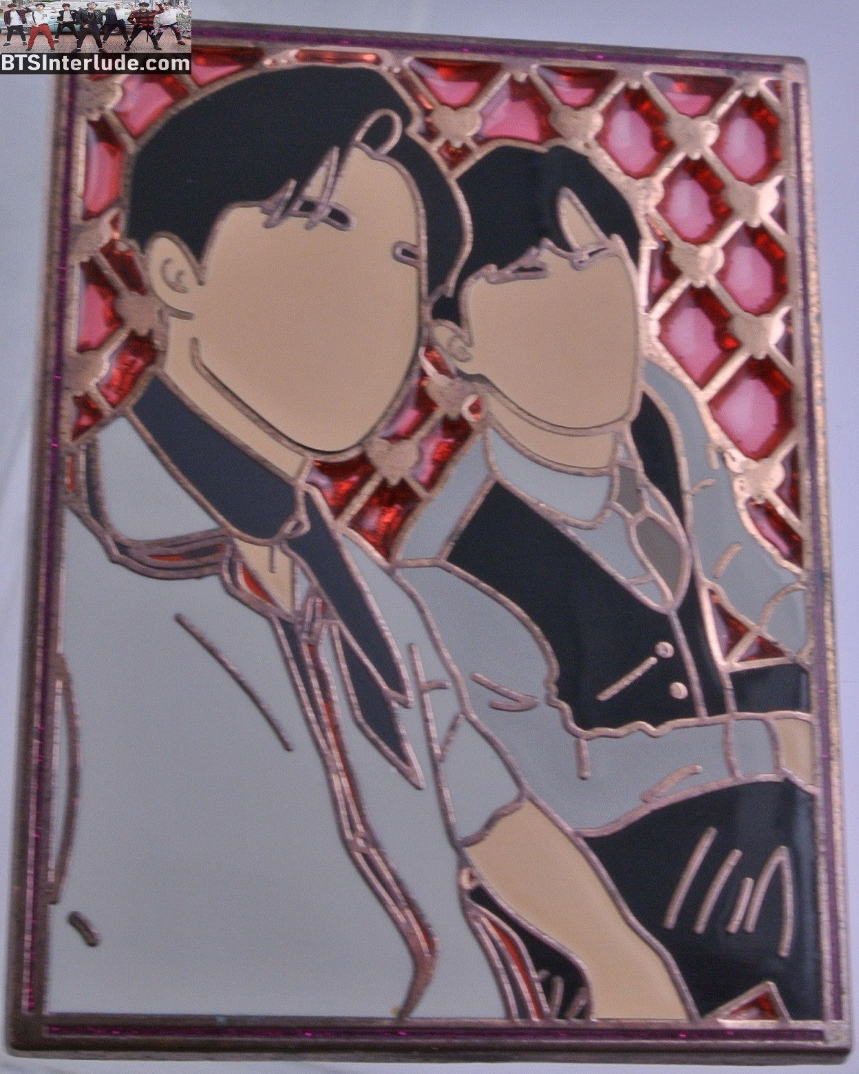 BTS PIN ENAMEL ROSE GOLD COPPER SUB-UNIT PARK JIMIN JIN KIM SEOKJIN 2018 BILLBOARDS RED STAINED GLASS BADGE BUTTON