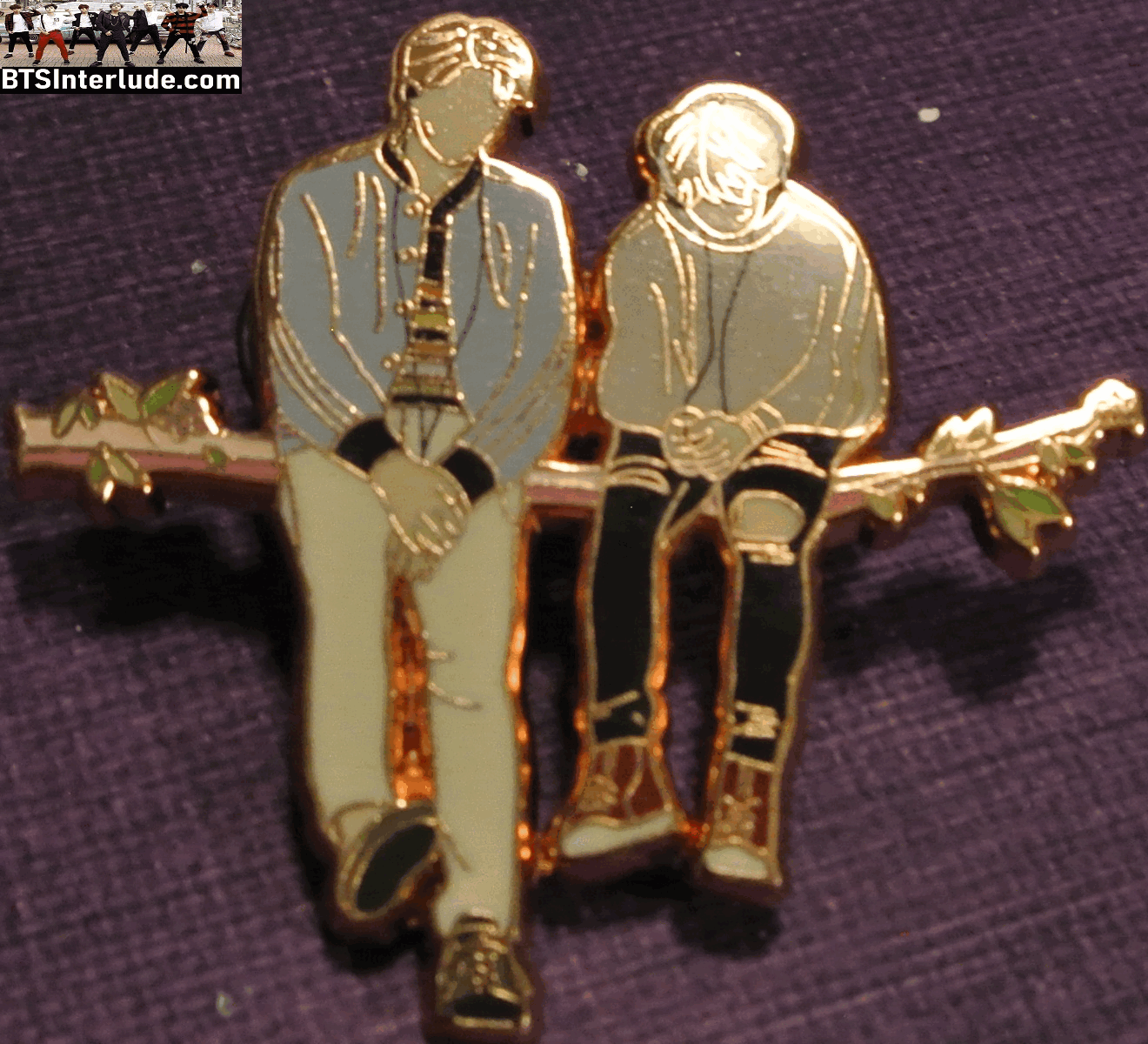 BTS PIN ENAMEL ROSE GOLD COPPER SUB-UNIT PARK JIMIN RM KIM NAMJOON MEASURE LEGS ON BRANCH BADGE BUTTON