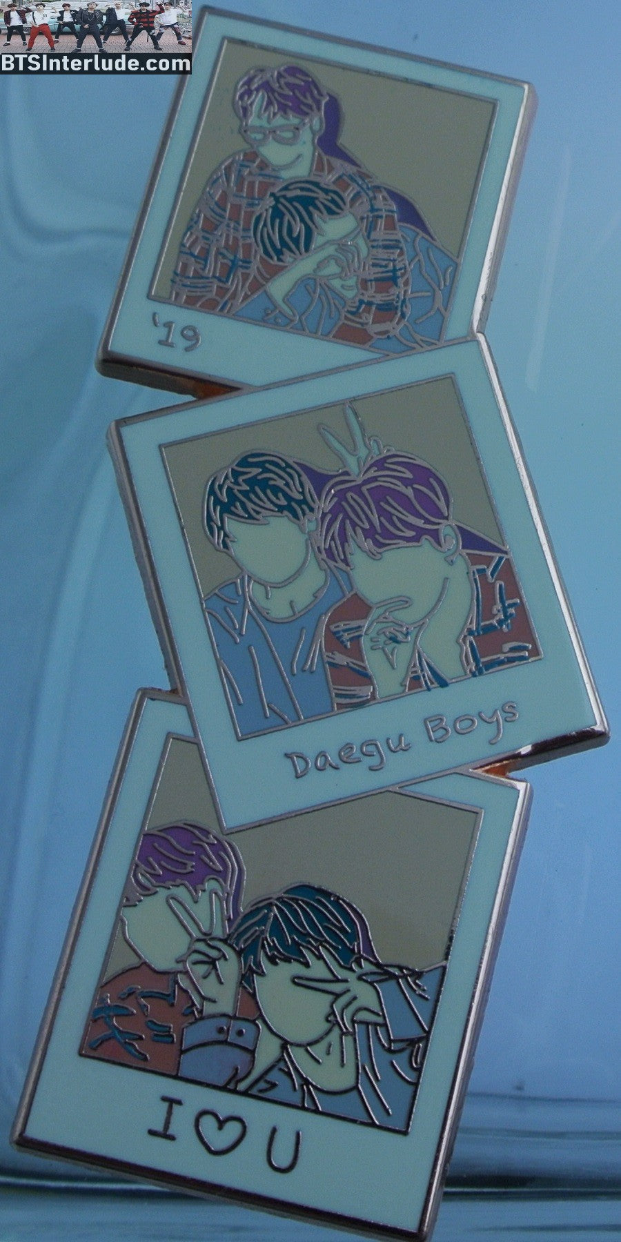 BTS PIN ENAMEL ROSE GOLD COPPER SUB-UNIT V KIM TAEHYUNG SUGA MIN YOONGI DAEGU BOYS 3 POLAROIDS HEART SHAPED SHOP PINS BADGE BUTTON