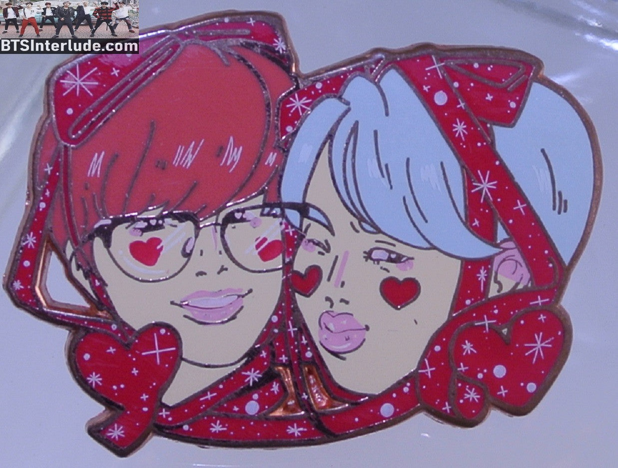 BTS PIN ENAMEL ROSE GOLD COPPER SUB-UNIT PARK JIMIN V KIM TAEHYUNG RED SCARFS SERENDIPITY PARADE PINS BADGE BUTTON