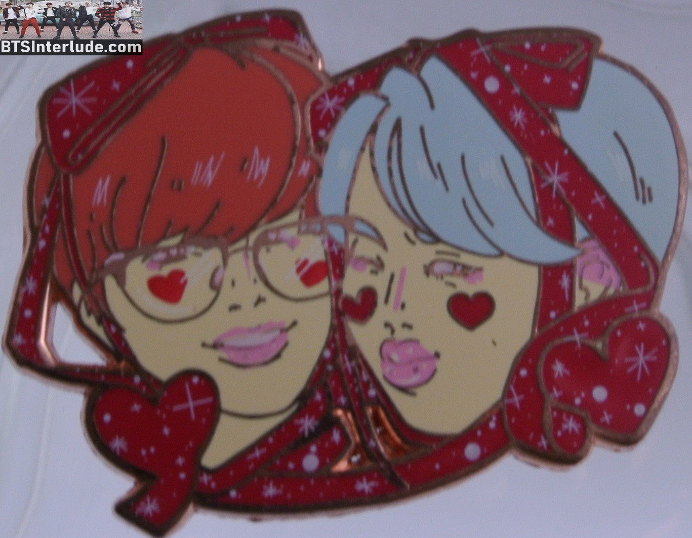 BTS PIN ENAMEL ROSE GOLD COPPER SUB-UNIT PARK JIMIN V KIM TAEHYUNG RED SCARFS SERENDIPITY PARADE PINS BADGE BUTTON