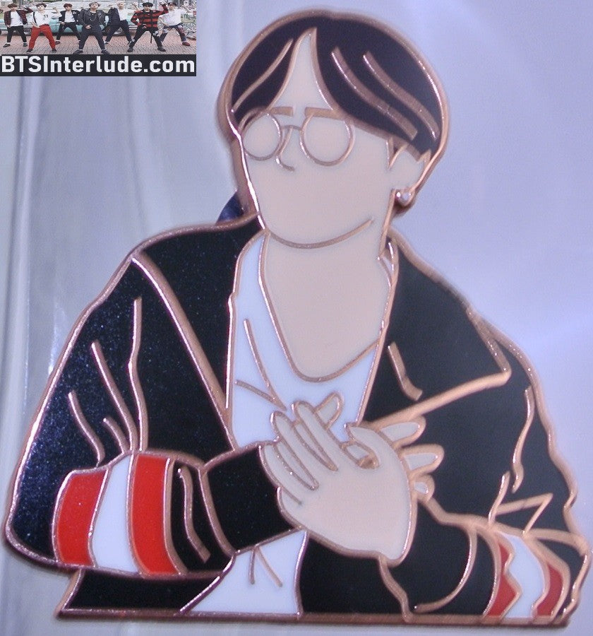 BTS PIN ENAMEL ROSE GOLD COPPER SUGA MIN YOONGI 민윤기 BLACK JACKET GLASSES UME PINS BADGE BUTTON