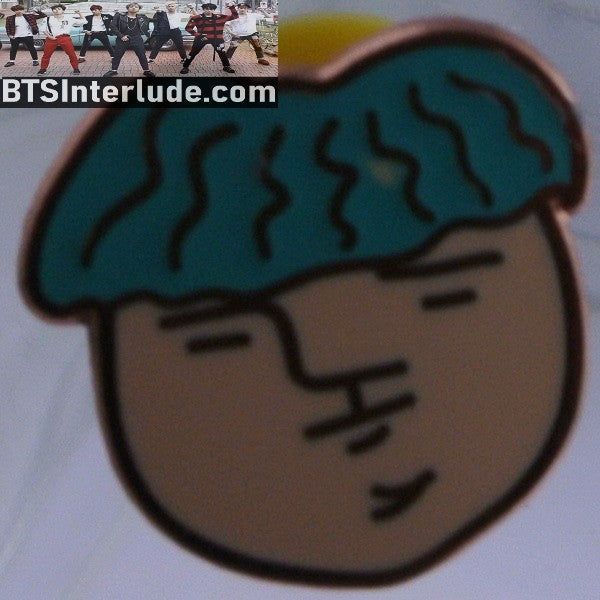 BTS PIN ENAMEL ROSE GOLD COPPER SUGA MIN YOONGI 민윤기 BLUE HAIR FACE BADGE BUTTON