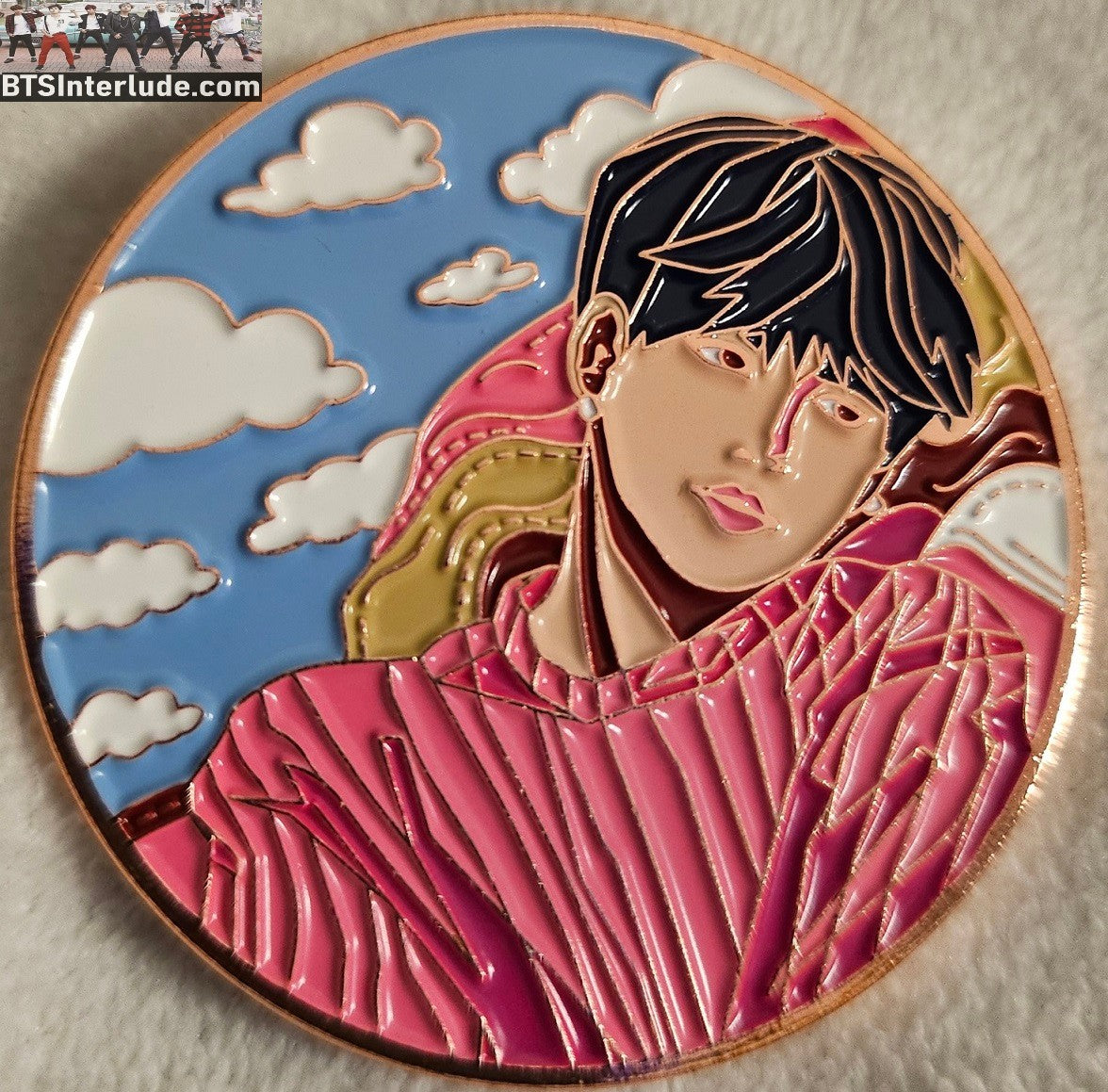 BTS PIN ENAMEL ROSE GOLD COPPER SUGA MIN YOONGI 민윤기 SPRING DAY ROUND KCONCEPT PINS BADGE BUTTON