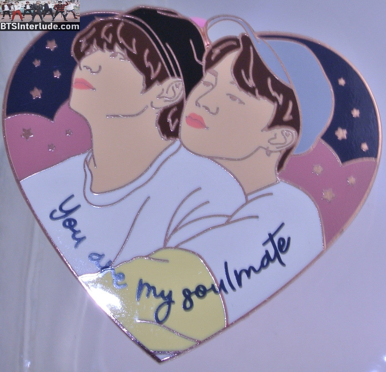 BTS PIN ENAMEL ROSE GOLD COPPER SUB-UNIT V KIM TAEHYUNG PARK JIMIN HEART SOULMATES DAL PINS BADGE BUTTON