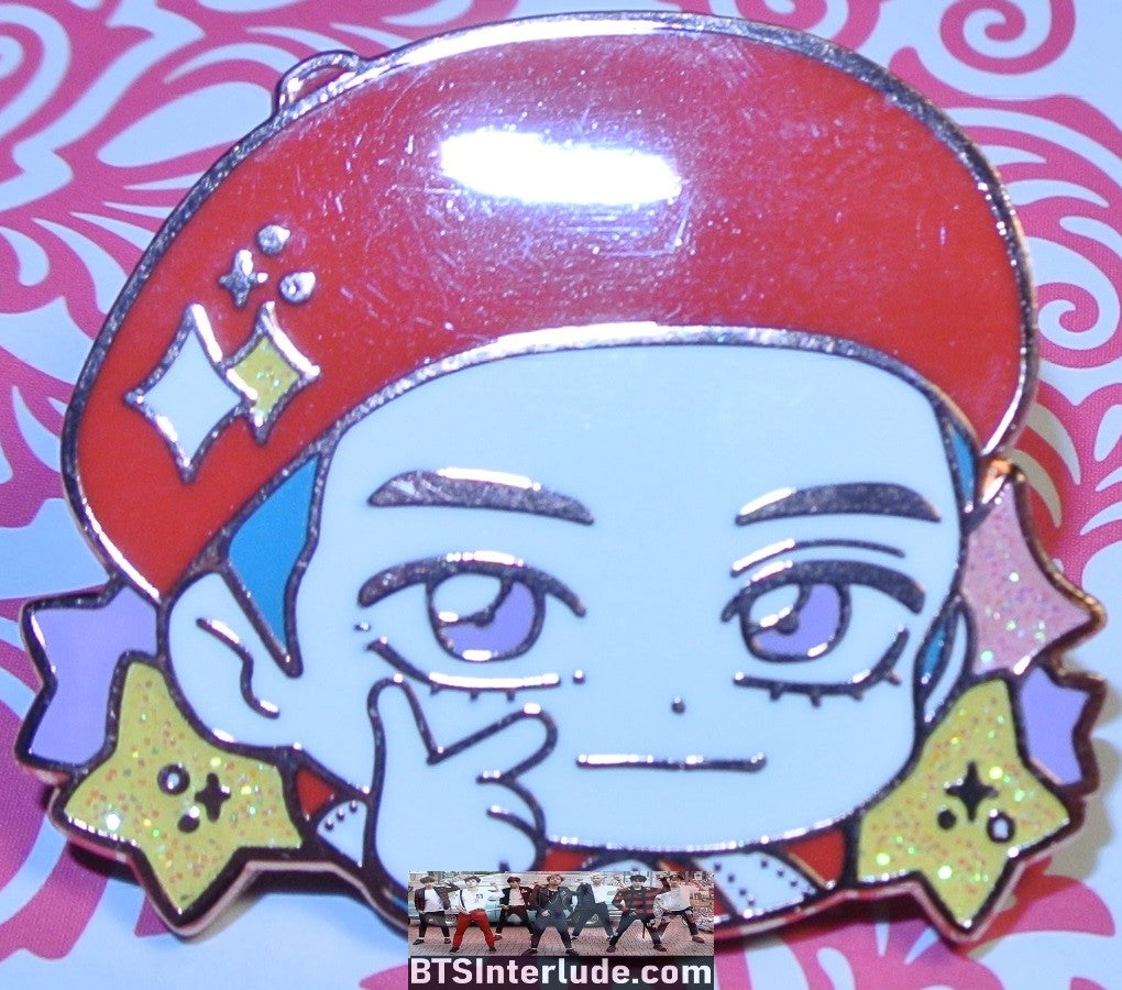 BTS PIN ENAMEL ROSE GOLD COPPER V KIM TAEHYUNG 김태형 RED BERET BADGE BUTTON