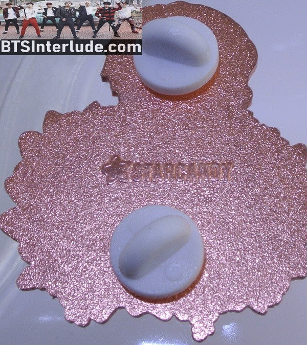 BTS PIN ENAMEL ROSE GOLD COPPER V KIM TAEHYUNG 김태형 PROFILE WHITE FLOWERS STARCANDY PINS BADGE BUTTON