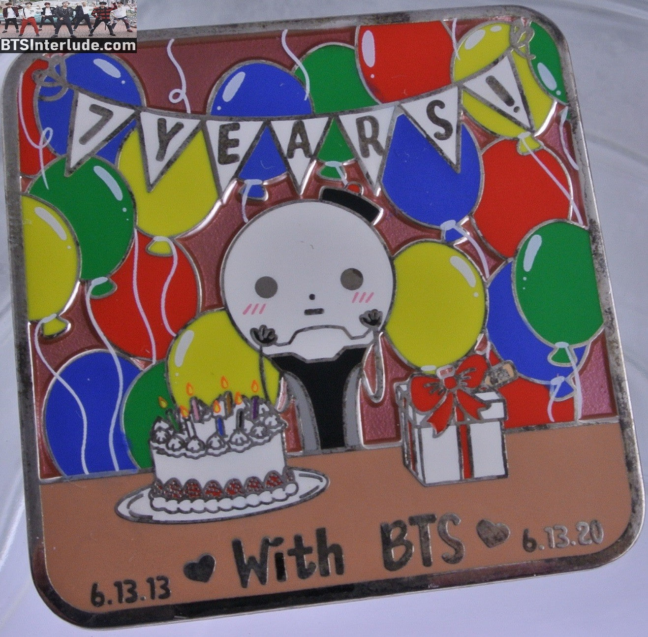 BTS PIN ENAMEL SILVER GROUP ARMY BOMB 7TH MUSTER PARTY JUNGKOOK V JIMIN RM J-HOPE SUGA JIN BADGE BUTTON