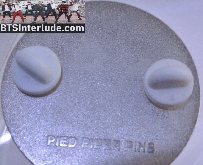 BTS PIN ENAMEL SILVER GROUP WHITE GLITTER ROUND PIED PIPER PINS 방탄소년단 JUNGKOOK V JIMIN RM J-HOPE SUGA JIN BADGE BUTTON