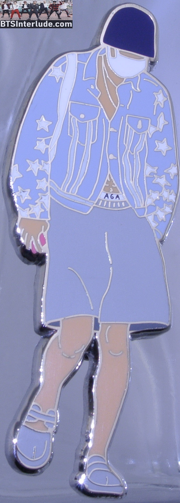 BTS PIN ENAMEL SILVER J-HOPE JUNG HOSEOK 정호석 AIRPORT FASHION SHIRTLESS DENIM STARS JACKET BADGE BUTTON