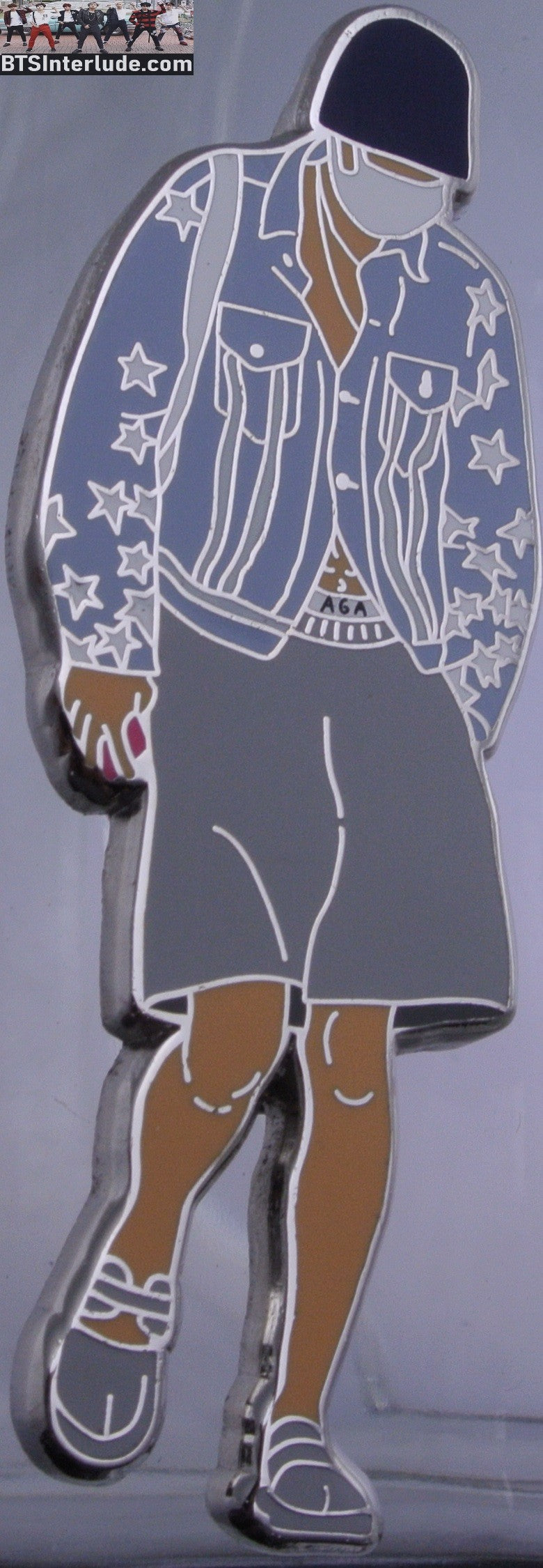 BTS PIN ENAMEL SILVER J-HOPE JUNG HOSEOK 정호석 AIRPORT FASHION SHIRTLESS DENIM STARS JACKET BADGE BUTTON