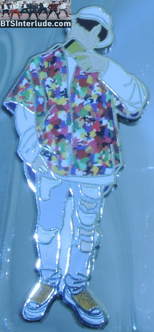 BTS PIN ENAMEL SILVER J-HOPE JUNG HOSEOK 정호석 HAWAIIAN SHIRT SELFIE FLORAL BADGE BUTTON