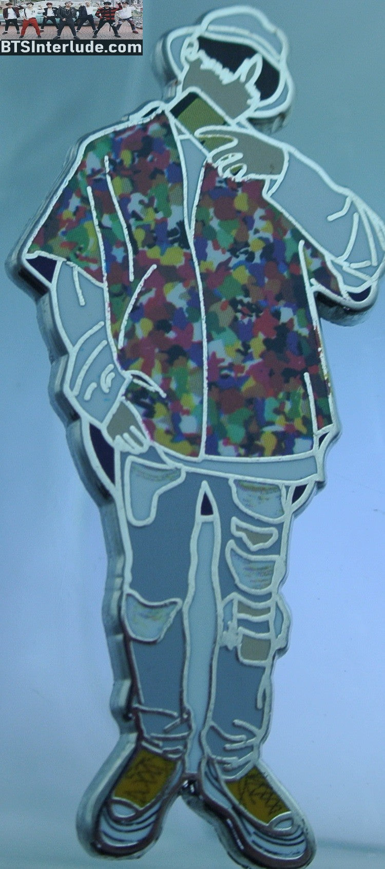 BTS PIN ENAMEL SILVER J-HOPE JUNG HOSEOK 정호석 HAWAIIAN SHIRT SELFIE FLORAL BADGE BUTTON
