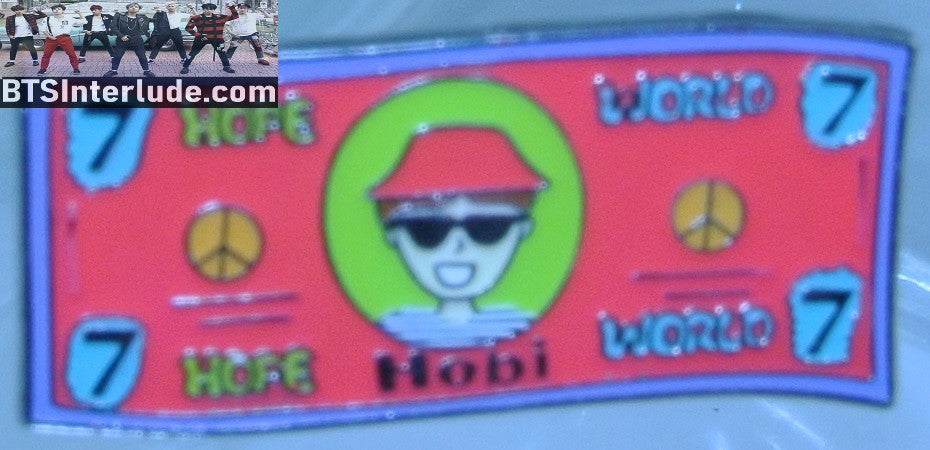 BTS PIN ENAMEL SILVER J-HOPE JUNG HOSEOK 정호석 RED 7 DOLLARS HOPE WORLD BADGE BUTTON