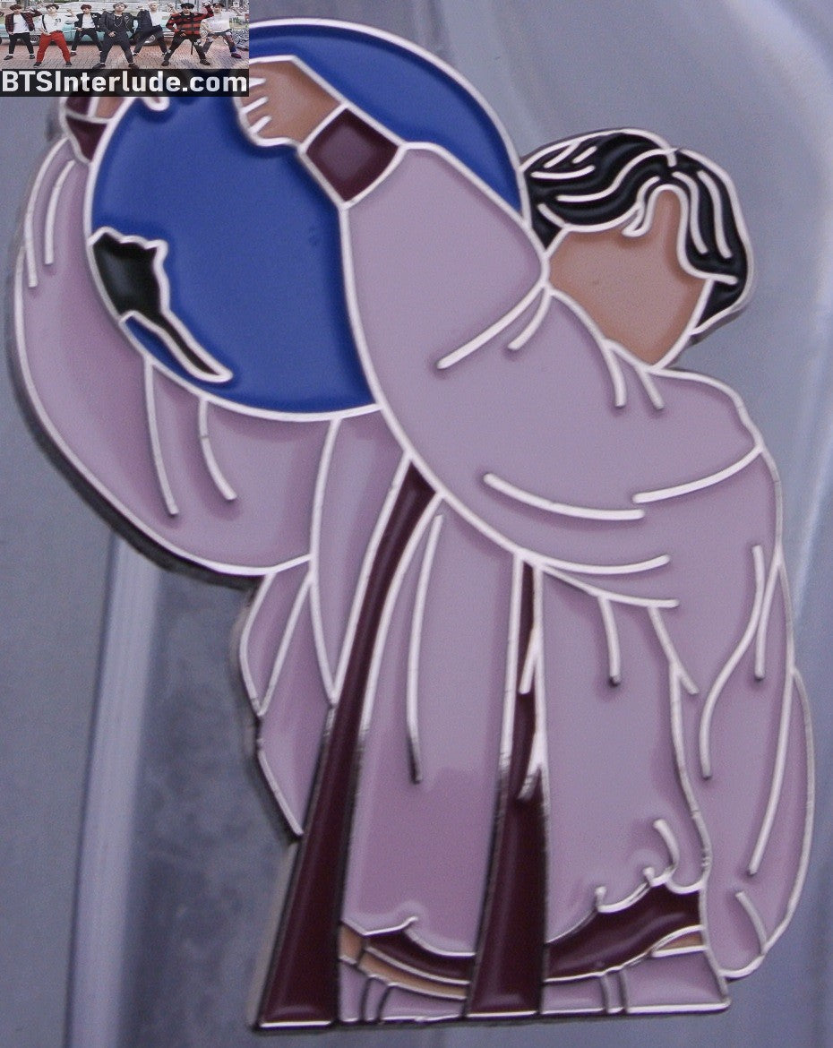 BTS PIN ENAMEL SILVER JIN KIM SEOKJIN 김석진 MOON THEME HUGGING EARTH BADGE BUTTON