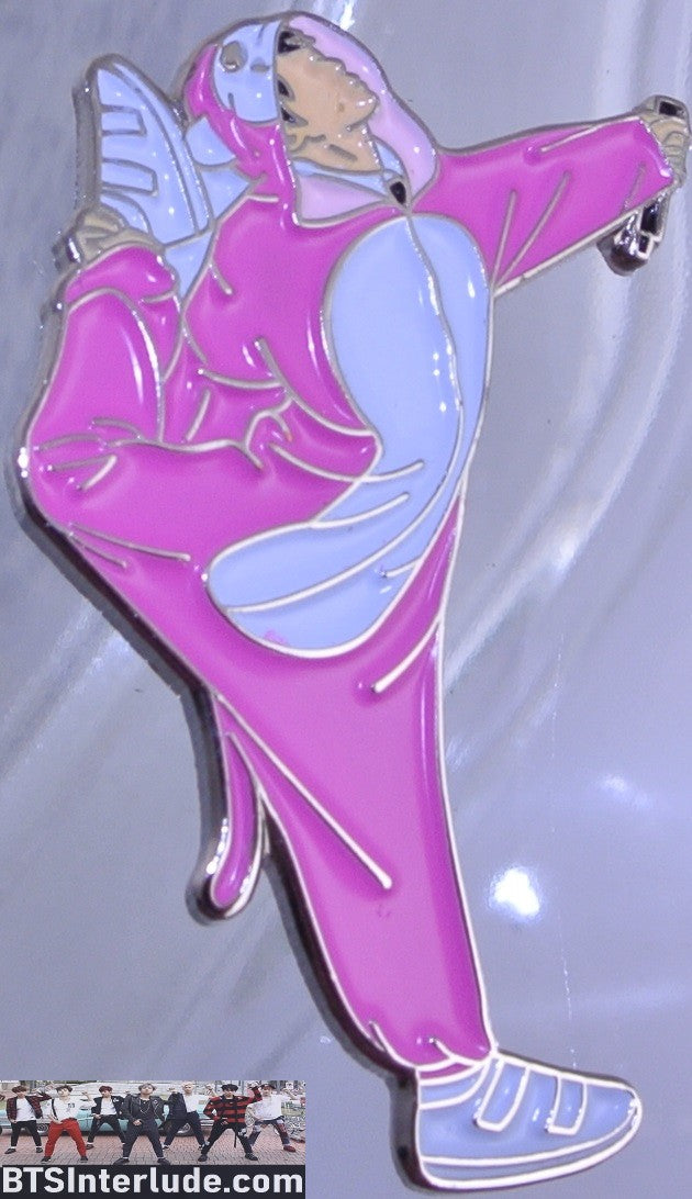 BTS PIN ENAMEL SILVER JIN KIM SEOKJIN 김석진 4TH MUSTER PINK COSTUME B GRADE BADGE BUTTON