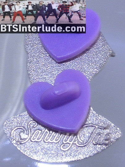 BTS PIN ENAMEL SILVER JIN KIM SEOKJIN 김석진 PURPLE HAIR BLACK T SHIRT SARANGTAE PINS BADGE BUTTON
