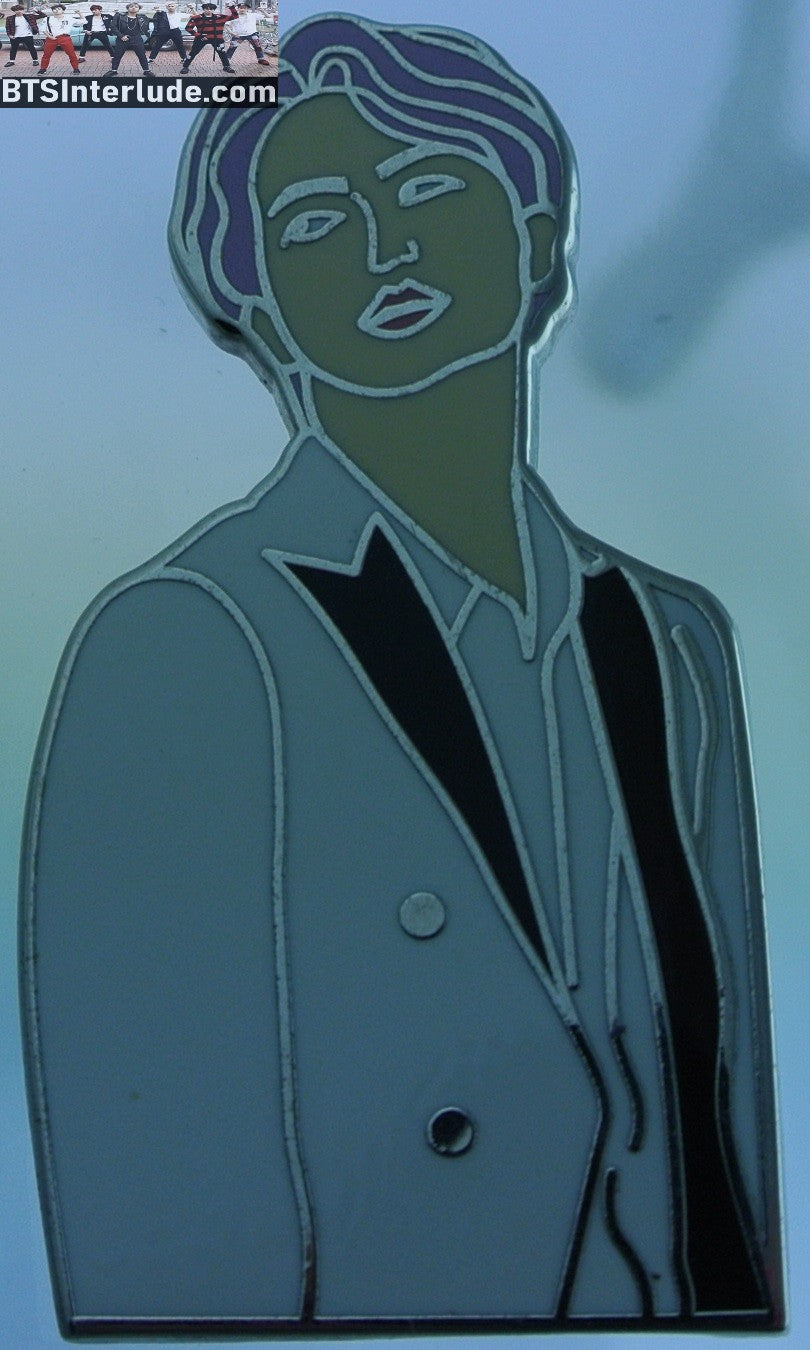 BTS PIN ENAMEL SILVER JIN KIM SEOKJIN 김석진 PURPLE HAIR WHITE SUIT YOONTEEZ PINS BADGE BUTTON