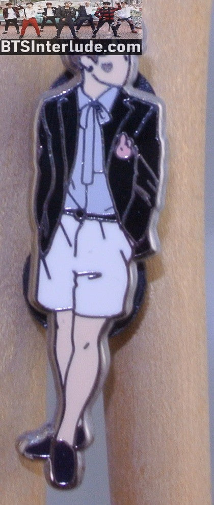 BTS PIN ENAMEL SILVER JEON JUNGKOOK 전정국 AIRPORT FASHION BT21 COOKY NAVY BLAZER WHITE SHORTS BADGE BUTTON
