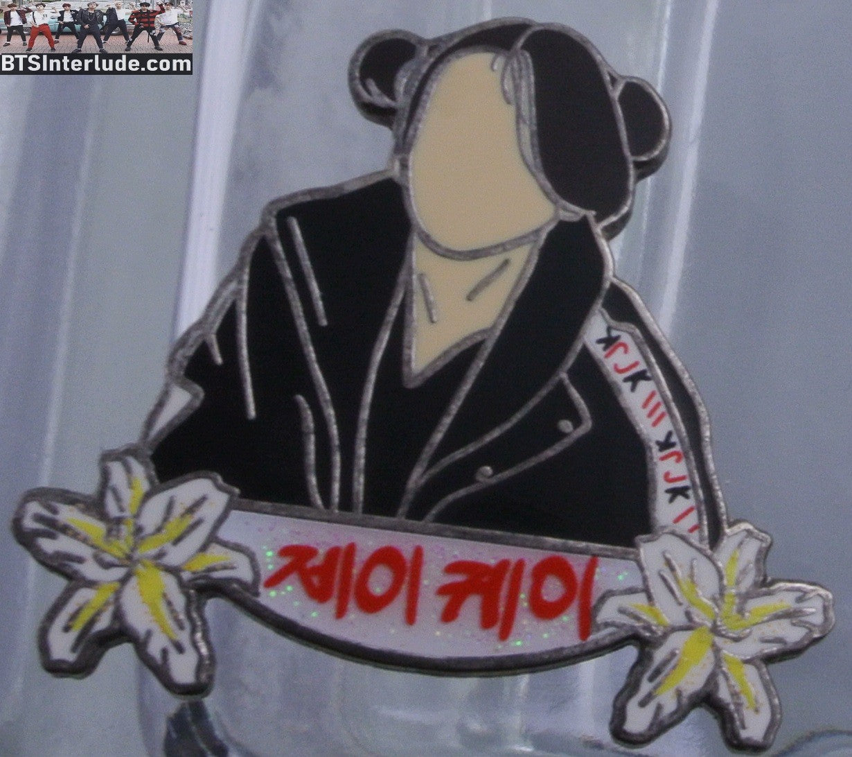 BTS PIN ENAMEL SILVER JEON JUNGKOOK 전정국 BUNS BLACK JACKET TINY VANTE PINS BADGE BUTTON