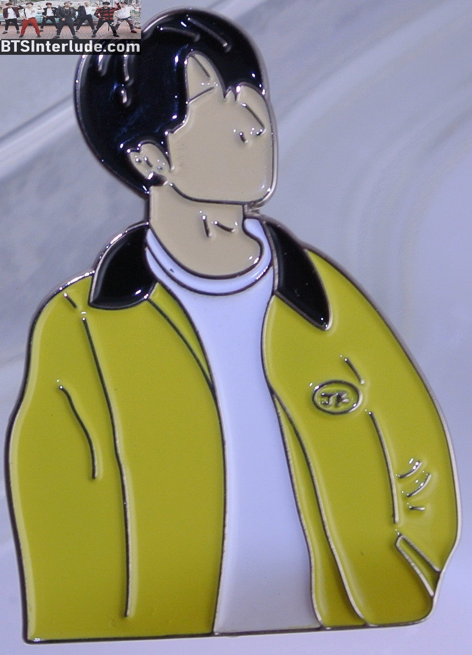 BTS PIN ENAMEL SILVER JEON JUNGKOOK 전정국 EUPHORIA YELLOW JACKET MUSIC VIDEO BADGE BUTTON