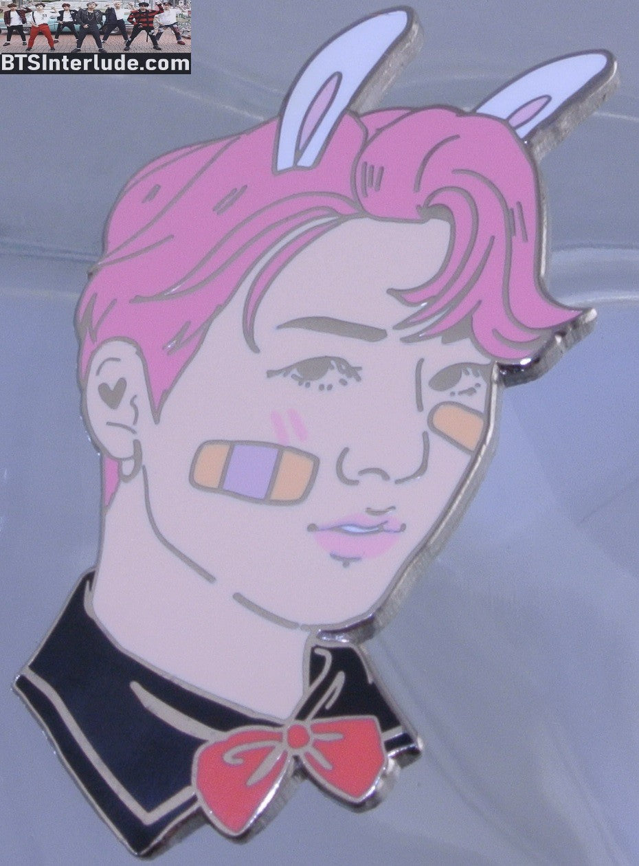 BTS PIN ENAMEL SILVER JEON JUNGKOOK 전정국 PINK HAIR BUNNY EARS BANDAID BOYS AEGYOHANA PINS BADGE BUTTON