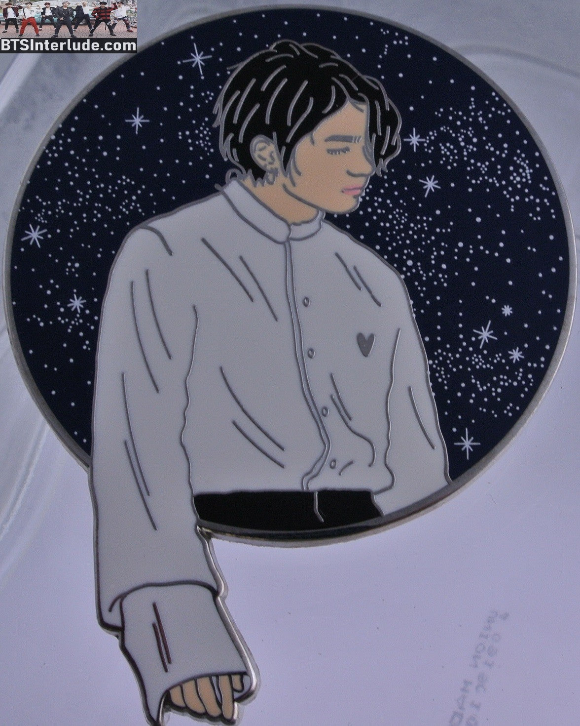 BTS PIN ENAMEL SILVER JEON JUNGKOOK 전정국 WHITE SHIRT NIGHT SKY LEJINDARY PINS BADGE BUTTON