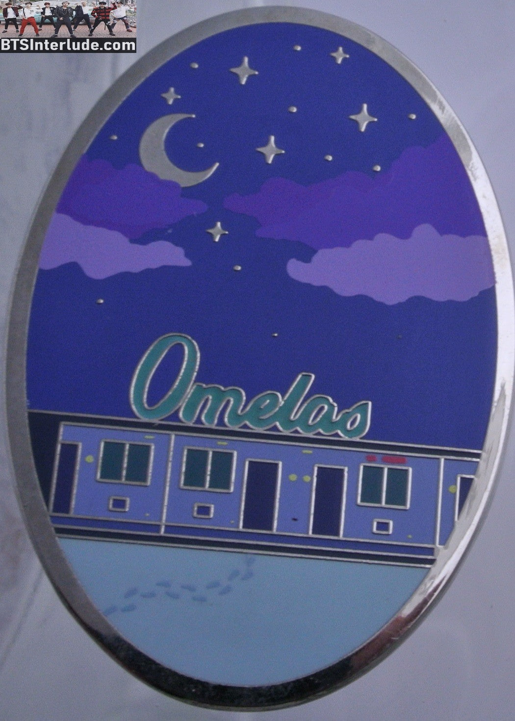 BTS PIN ENAMEL SILVER GROUP SPRING DAY OMELAS OVAL NIGHT SCENE JUNGKOOK V JIMIN RM J-HOPE SUGA JIN BADGE BUTTON