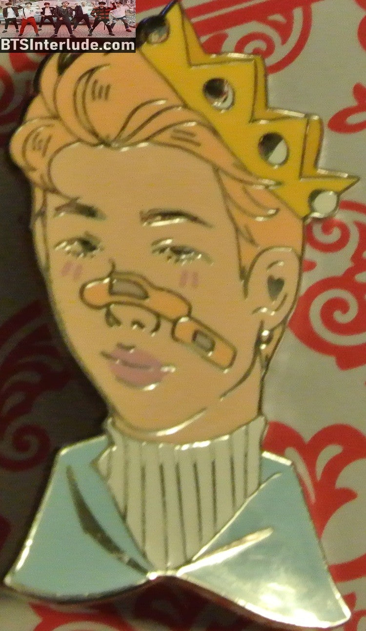 BTS PIN ENAMEL SILVER RM KIM NAMJOON 김남준 BLOND HAIR CROWN BANDAID BOYS AEGYOHANA PINS BADGE BUTTON