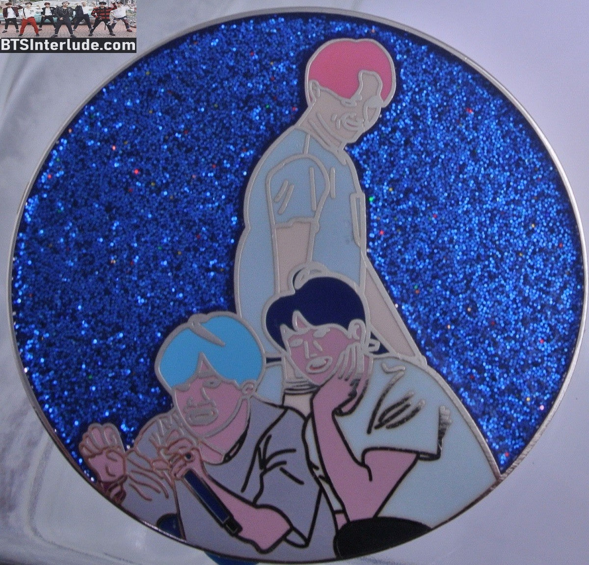 BTS PIN ENAMEL SILVER SUB-UNIT JEON JUNGKOOK V KIM TAEHYUNG PARK JIMIN MAKNAE LINE BLUE GLITTER BADGE BUTTON