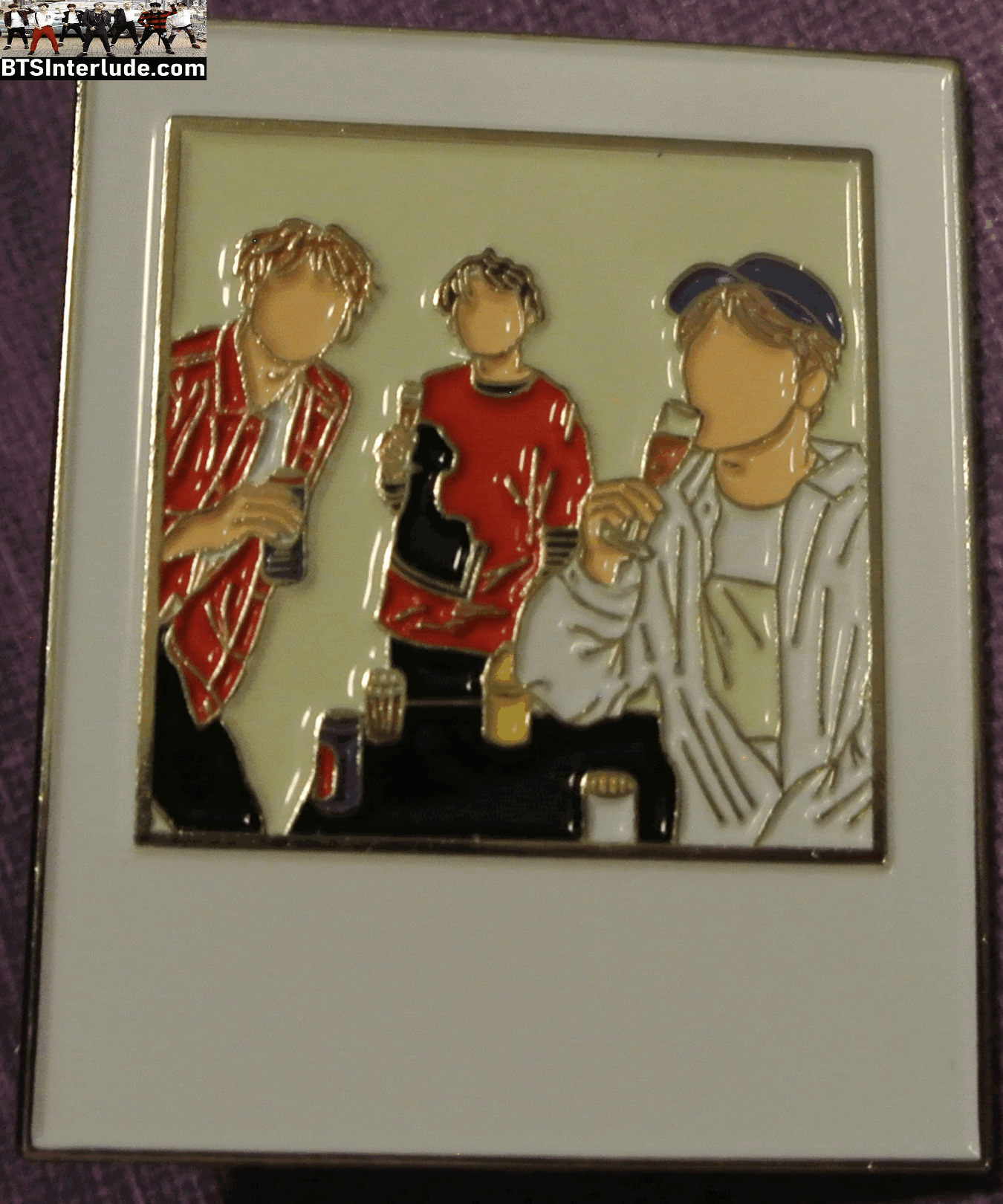 BTS PIN ENAMEL SILVER SUB-UNIT V KIM TAEHYUNG SUGA MIN YOONGI JIN KIM SEOKJIN POLAROID BADGE BUTTON