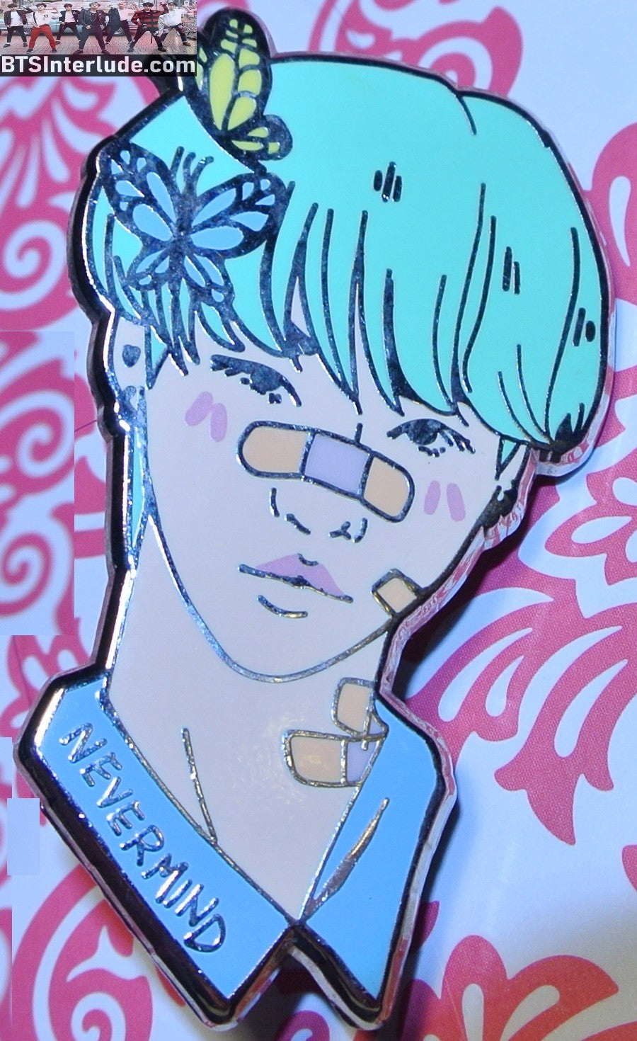 BTS PIN ENAMEL SILVER SUGA MIN YOONGI 민윤기 MINT HAIR BUTTERFLY NEVERMIND BANDAID BOYS AEGYOHANA PINS BADGE BUTTON