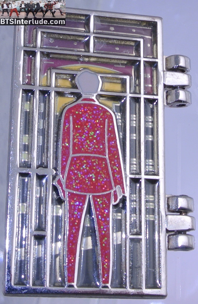 BTS PIN ENAMEL SILVER SUGA MIN YOONGI 민윤기 SEESAW GATE OPENS INTO CITYSCAPE BADGE BUTTON